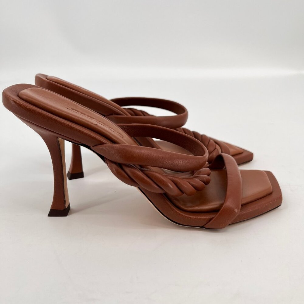 Jimmy Choo Brown Leather Braided Strap Heeled Sandals - Picture 3 of 16